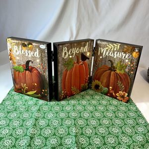 Thanksgiving Seasonal 3 Fold Blessing 3 LED Lighted Panel